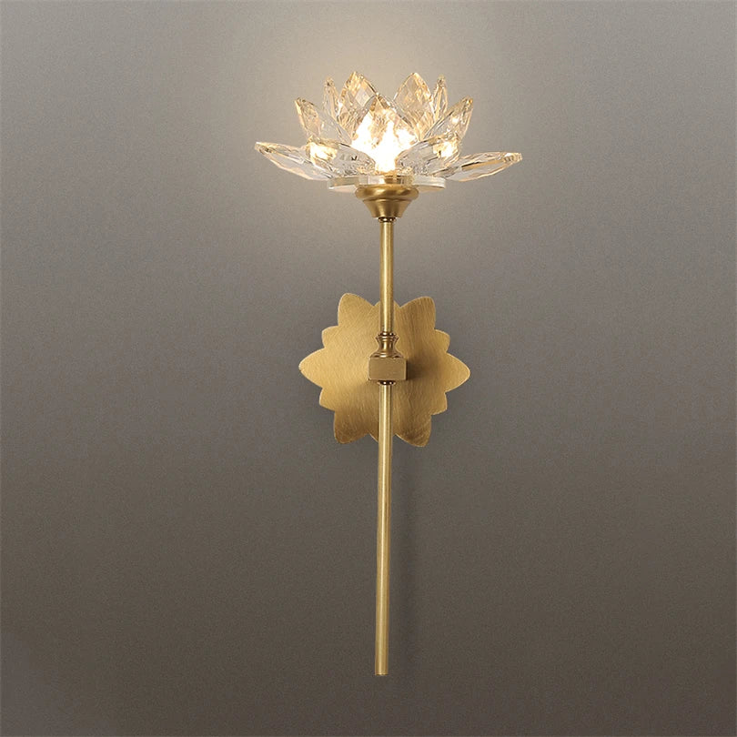 Arandela Flor de Lótus - Metal e Cristal