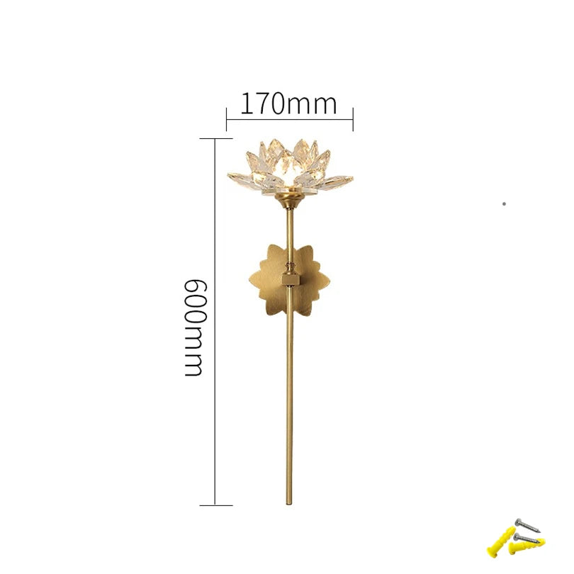 Arandela Flor de Lótus - Metal e Cristal