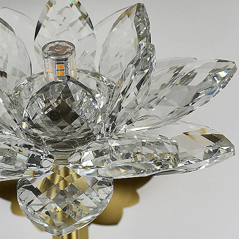 Arandela Flor de Lótus - Metal e Cristal