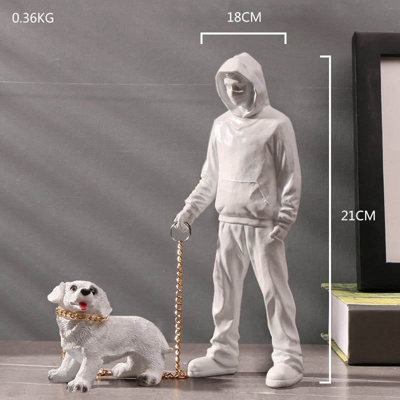 Escultura decorativa Dog Walker - street art
