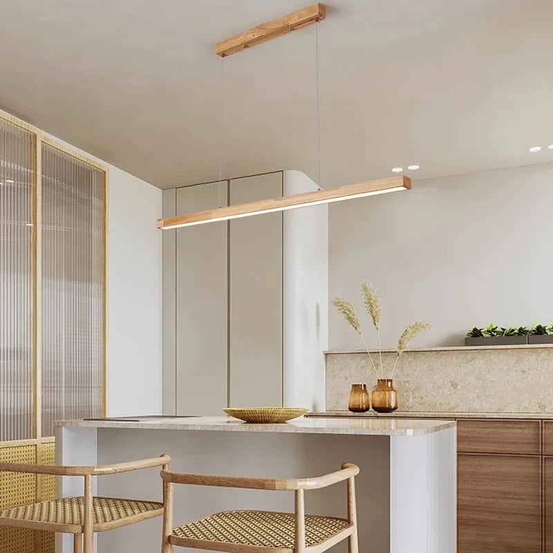 Lustre linear em madeira - 80cm