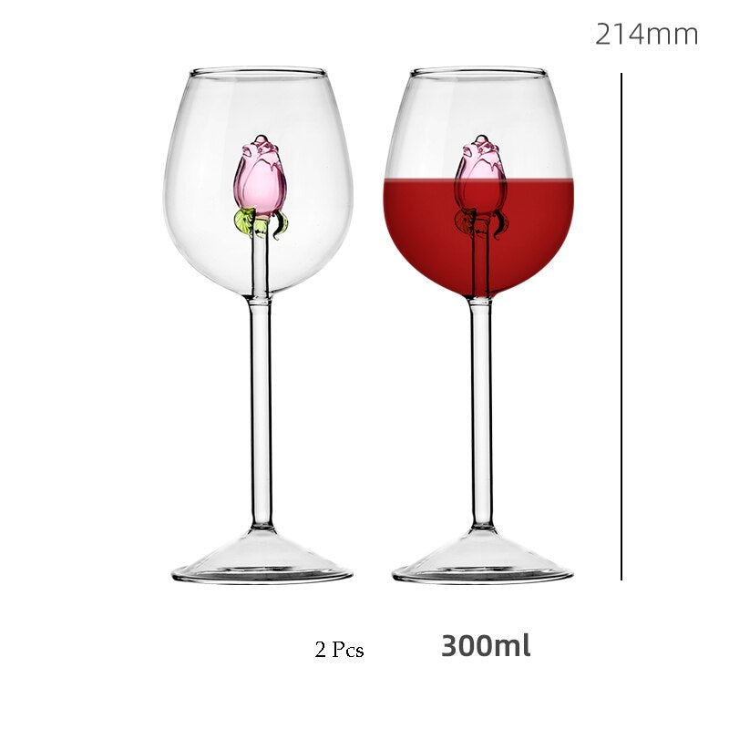 Taças Rosa de vidro -Jogo 2pcs -