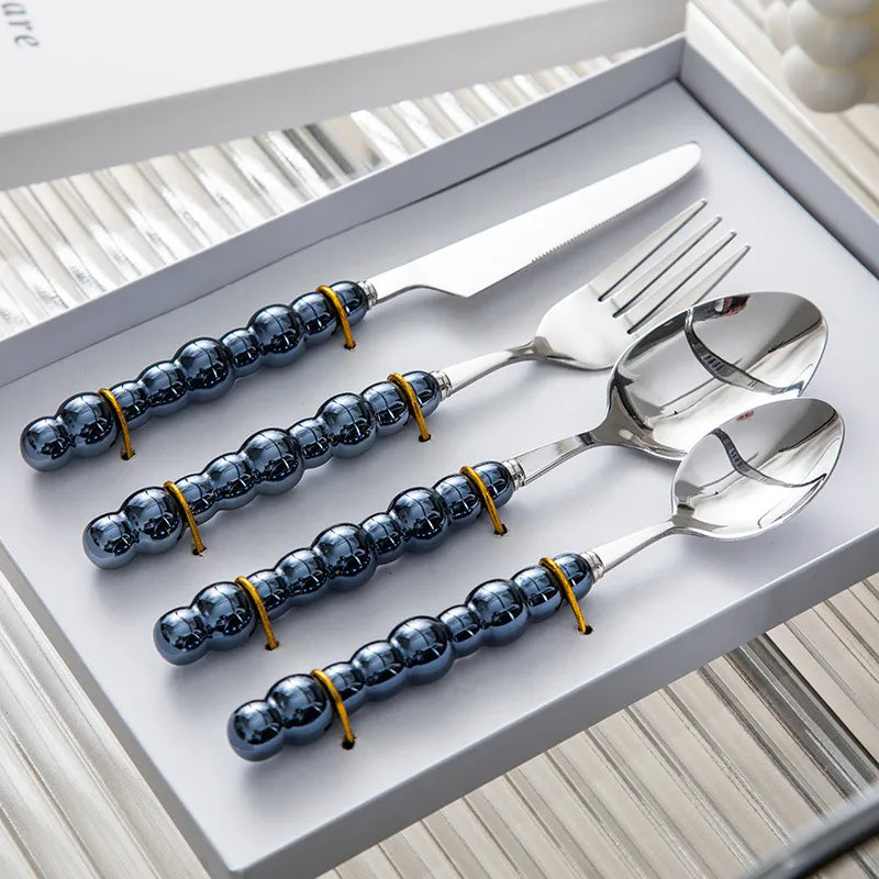 Talheres Pearl - com cabo em cerâmica - Jogo 4pcs
