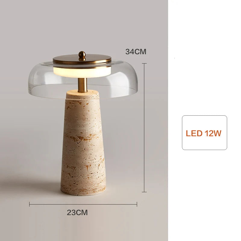 Luminária de mesa base travertino