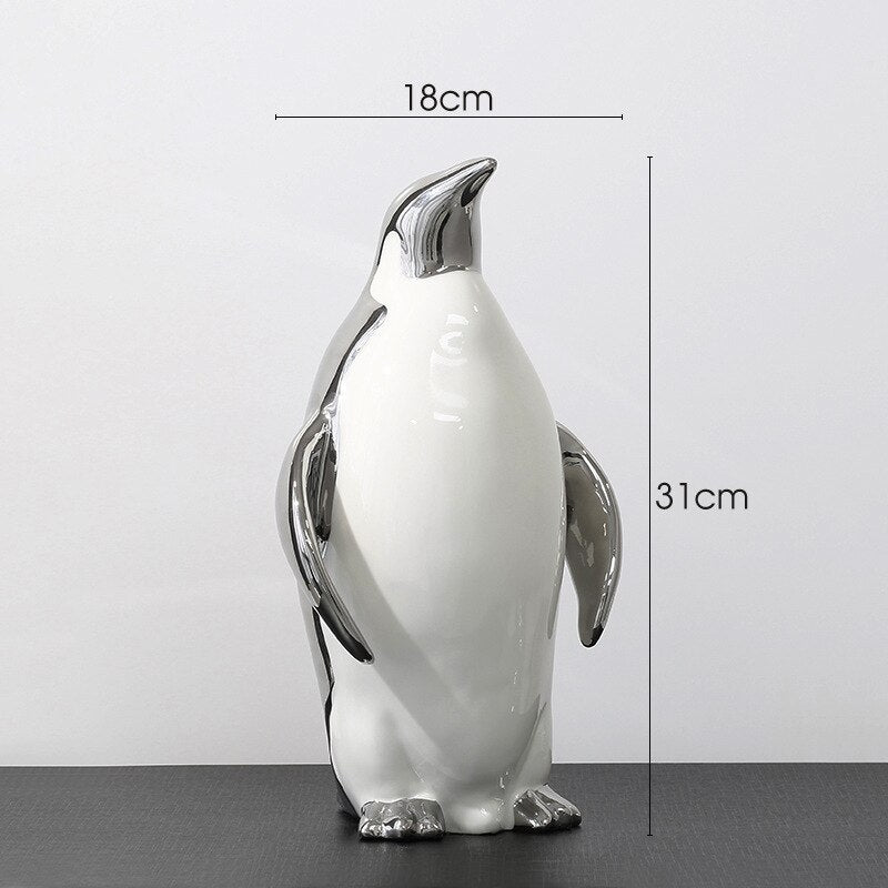 Escultura decorativa Penguim - em cerâmica