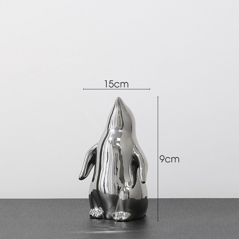 Escultura decorativa Penguim - em cerâmica
