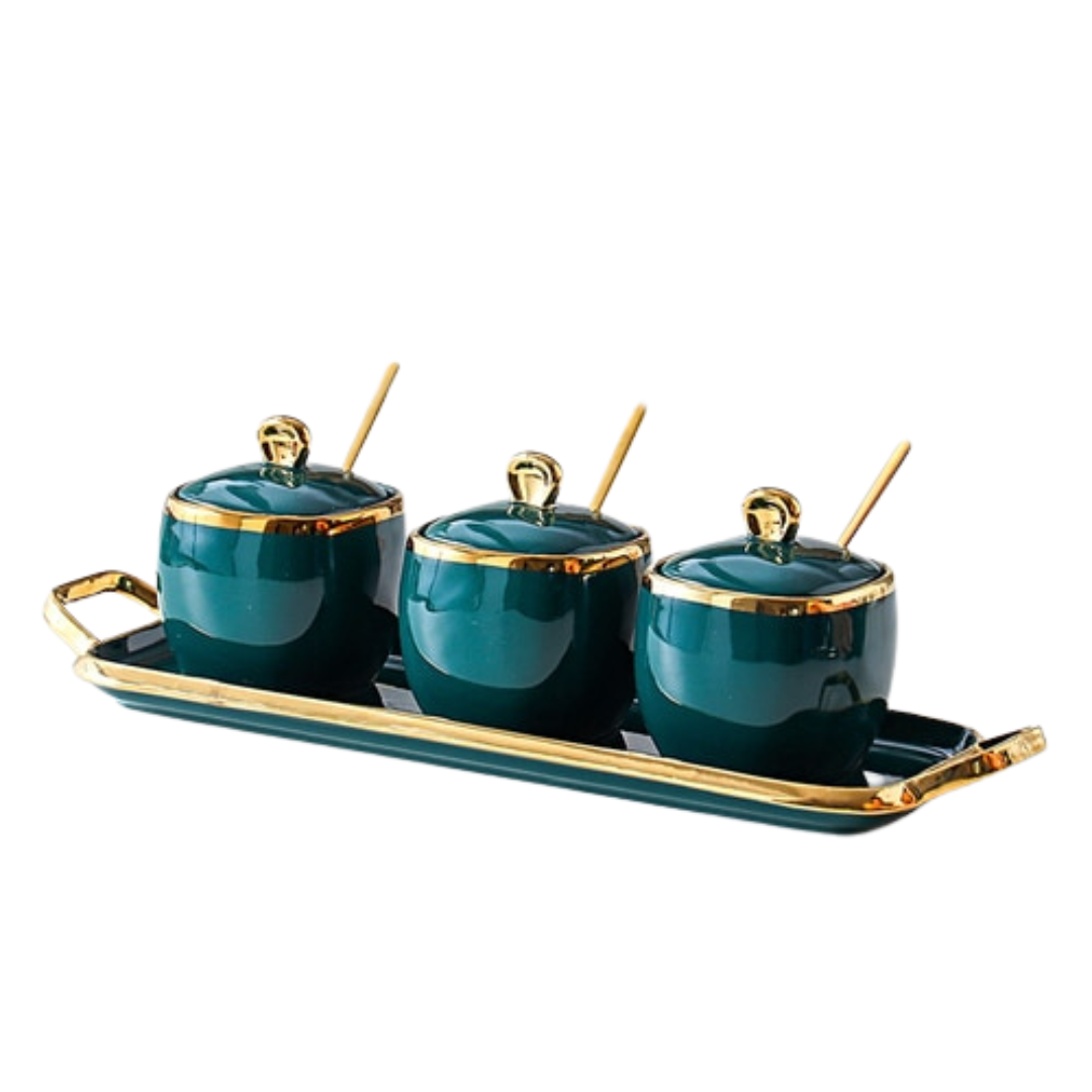 Kit 4pcs Porta Condimentos Deluxe - em porcelana