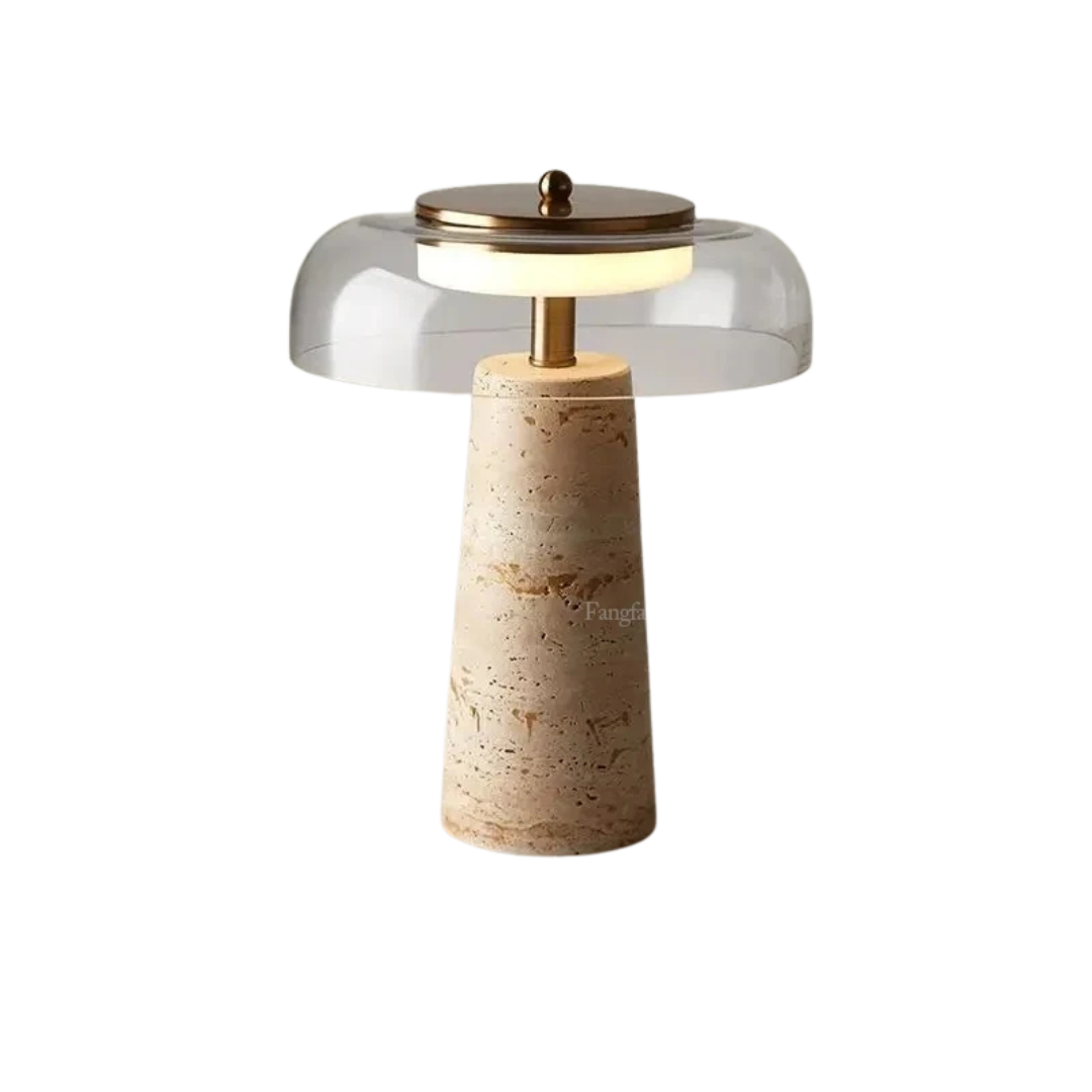 Luminária de mesa base travertino