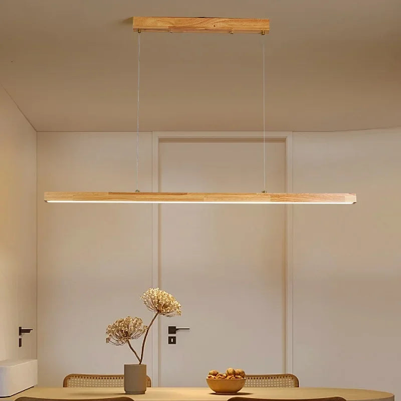 Lustre linear em madeira - 80cm
