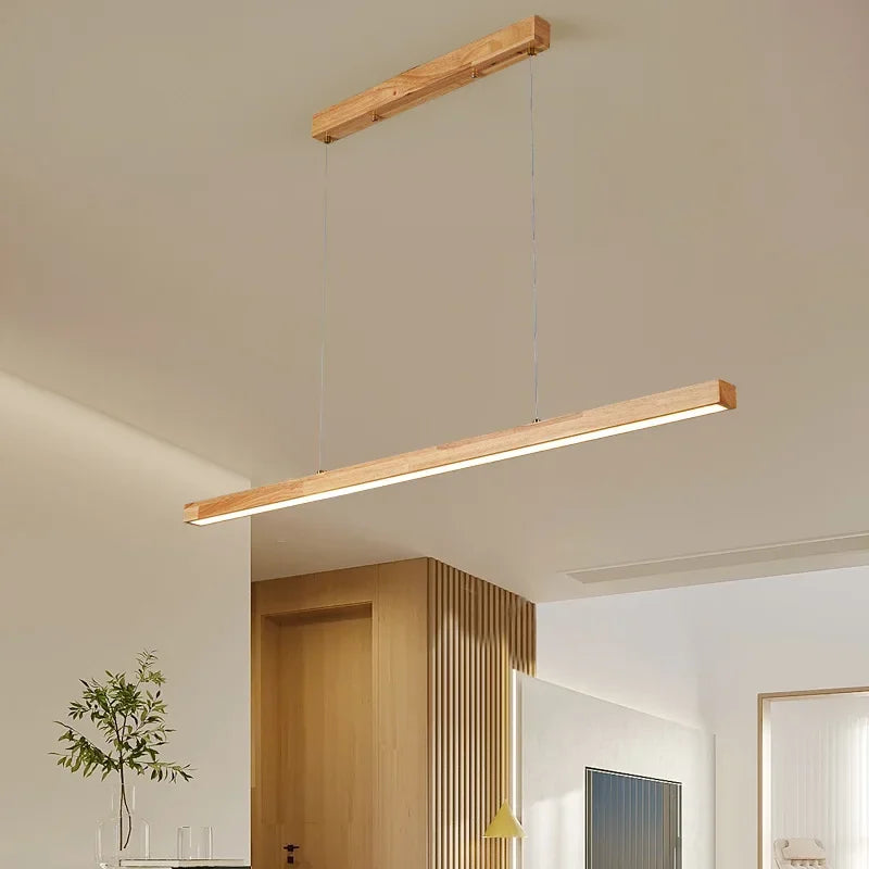 Lustre linear em madeira - 80cm