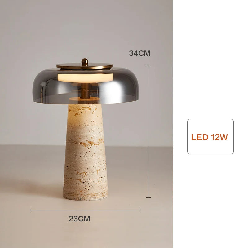 Luminária de mesa base travertino