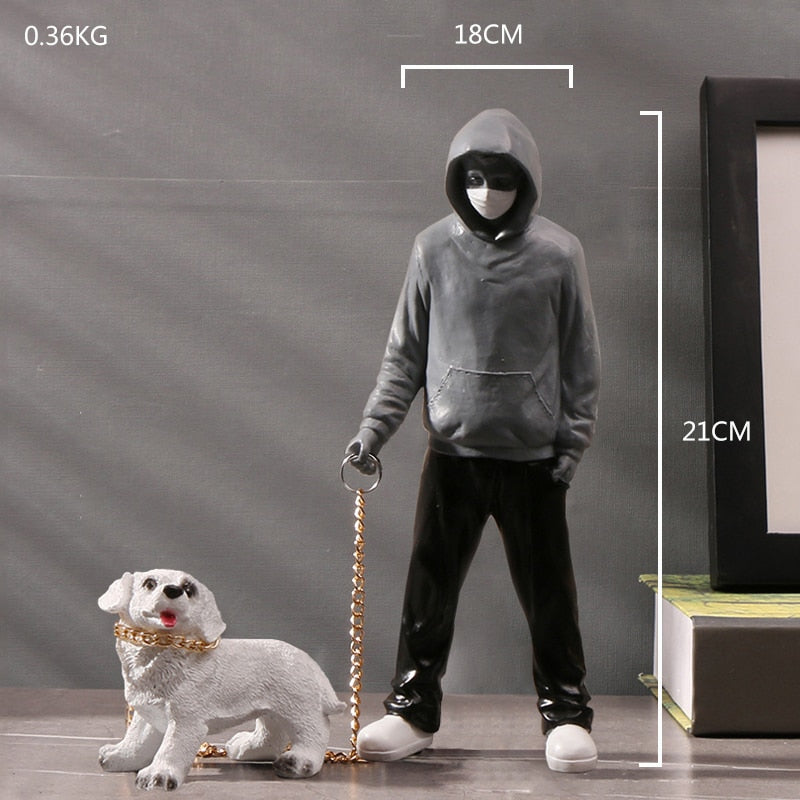 Escultura decorativa Dog Walker - street art