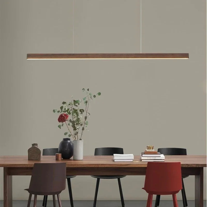 Lustre linear em madeira - 80cm