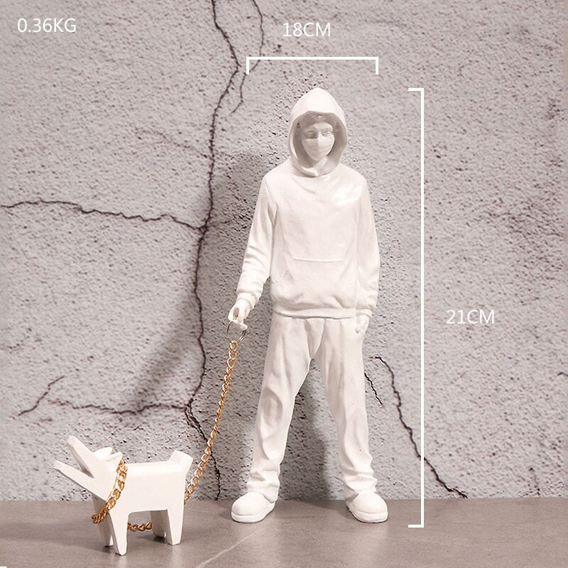Escultura decorativa Dog Walker - street art