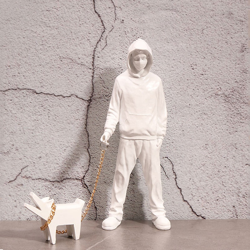 Escultura decorativa Dog Walker - street art