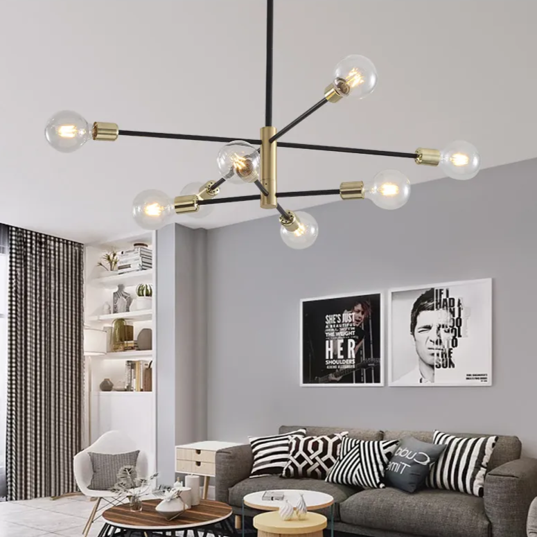 Lustre Balance Preto & Dourado - 03 Tamanhos