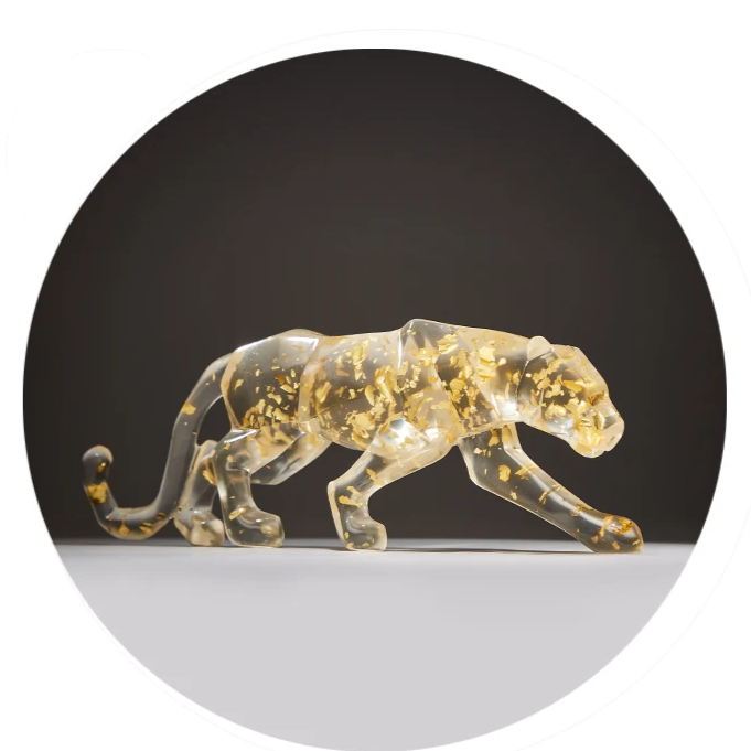 Escultura em fibra de resina Leopardo - *Versão Especial