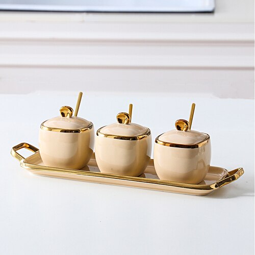 Kit 4pcs Porta Condimentos Deluxe - em porcelana - Black Friday