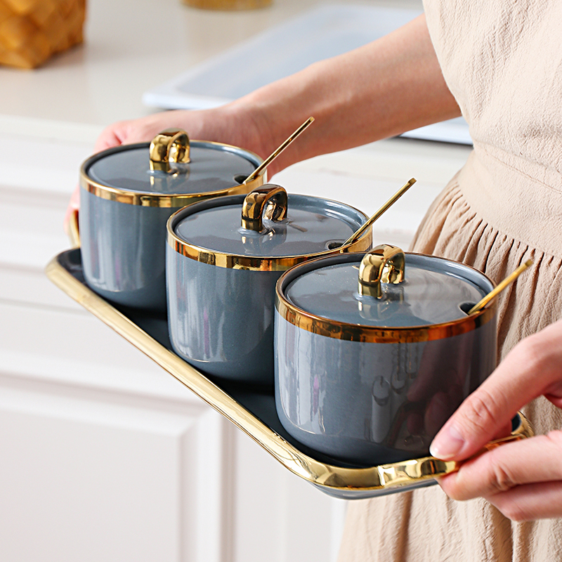 Kit 4pcs Porta Condimentos Deluxe - em porcelana - Black Friday