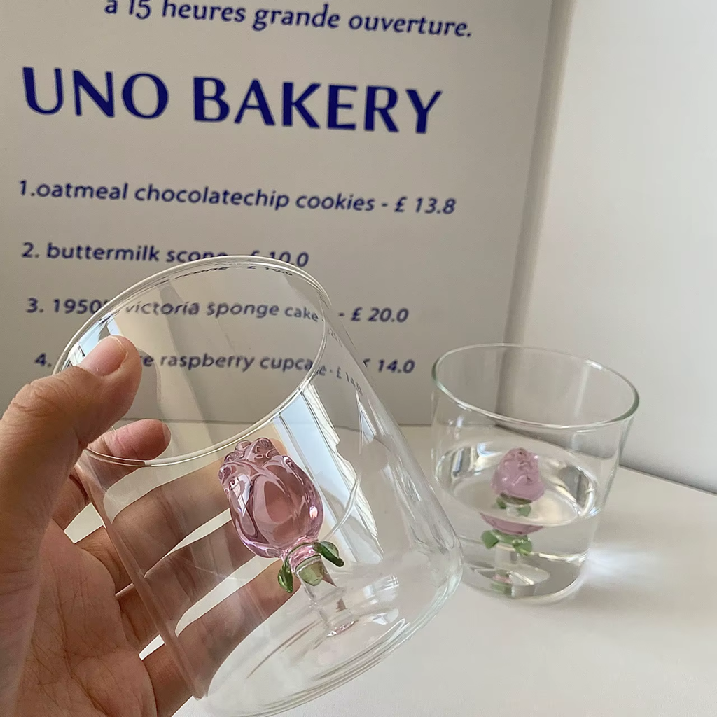 Taças Rosa de vidro - Individual ou Jogo 2pcs