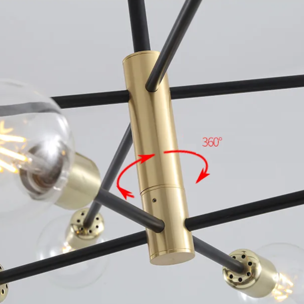 Lustre Balance Preto & Dourado - 03 Tamanhos