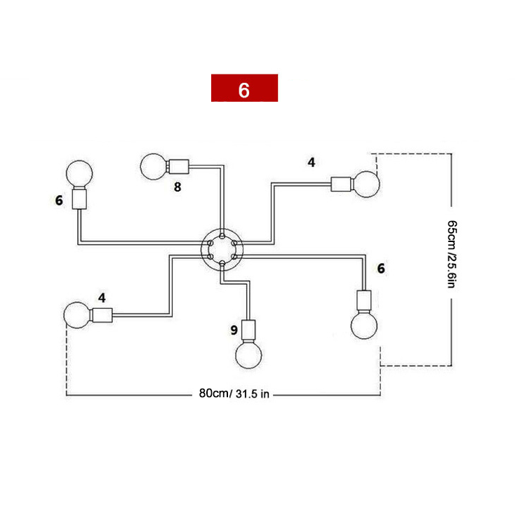 Lustre industrial moderno Arms - 03 Tamanhos