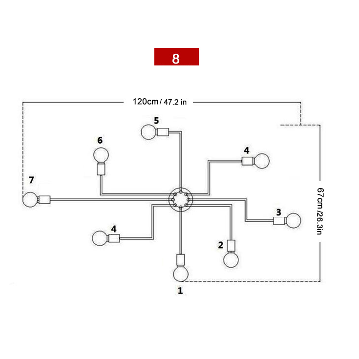 Lustre industrial moderno Arms - 03 Tamanhos