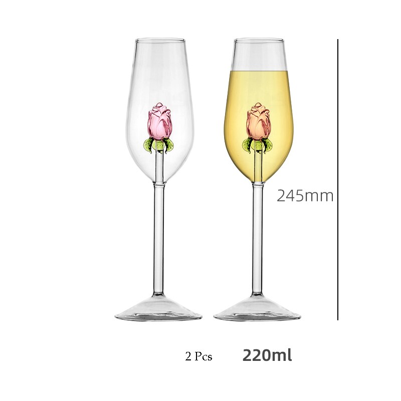 Taças Rosa de vidro - Individual ou Jogo 2pcs