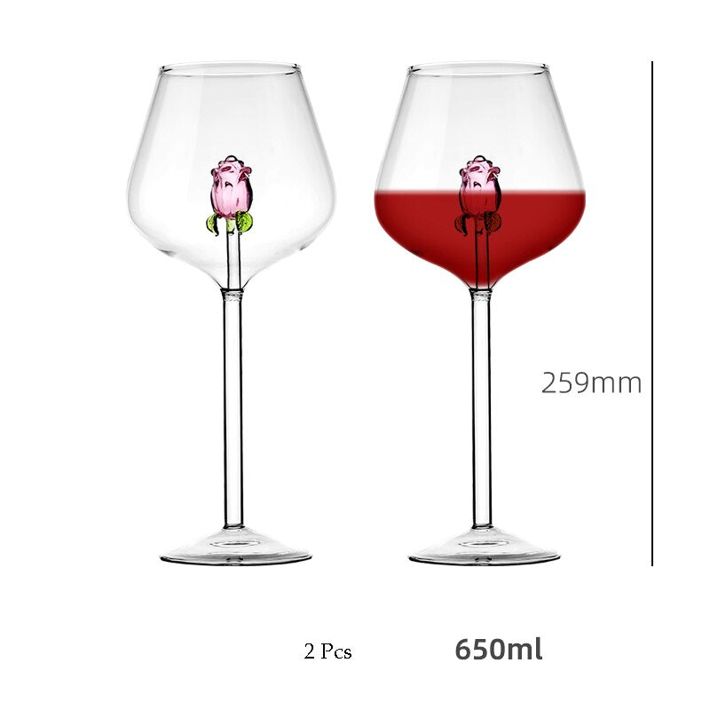 Taças Rosa de vidro - Individual ou Jogo 2pcs