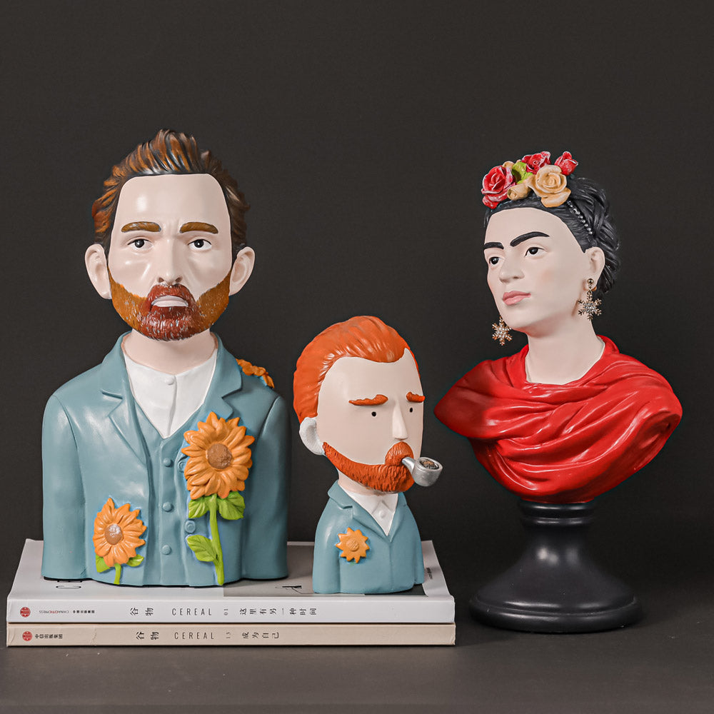 Bustos Van Gogh & Frida - Em Resina