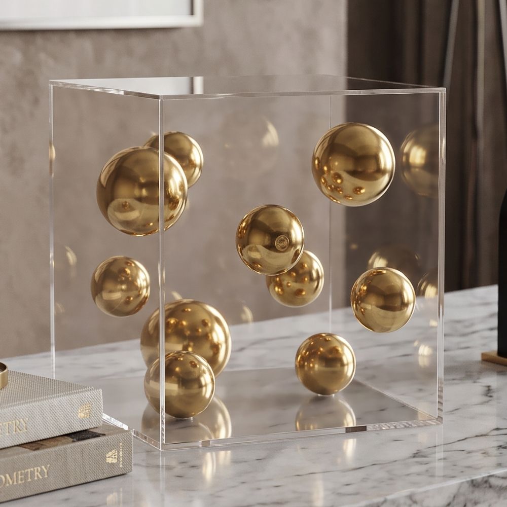 Caixa em acrílico com bolas em metal - Art Deco