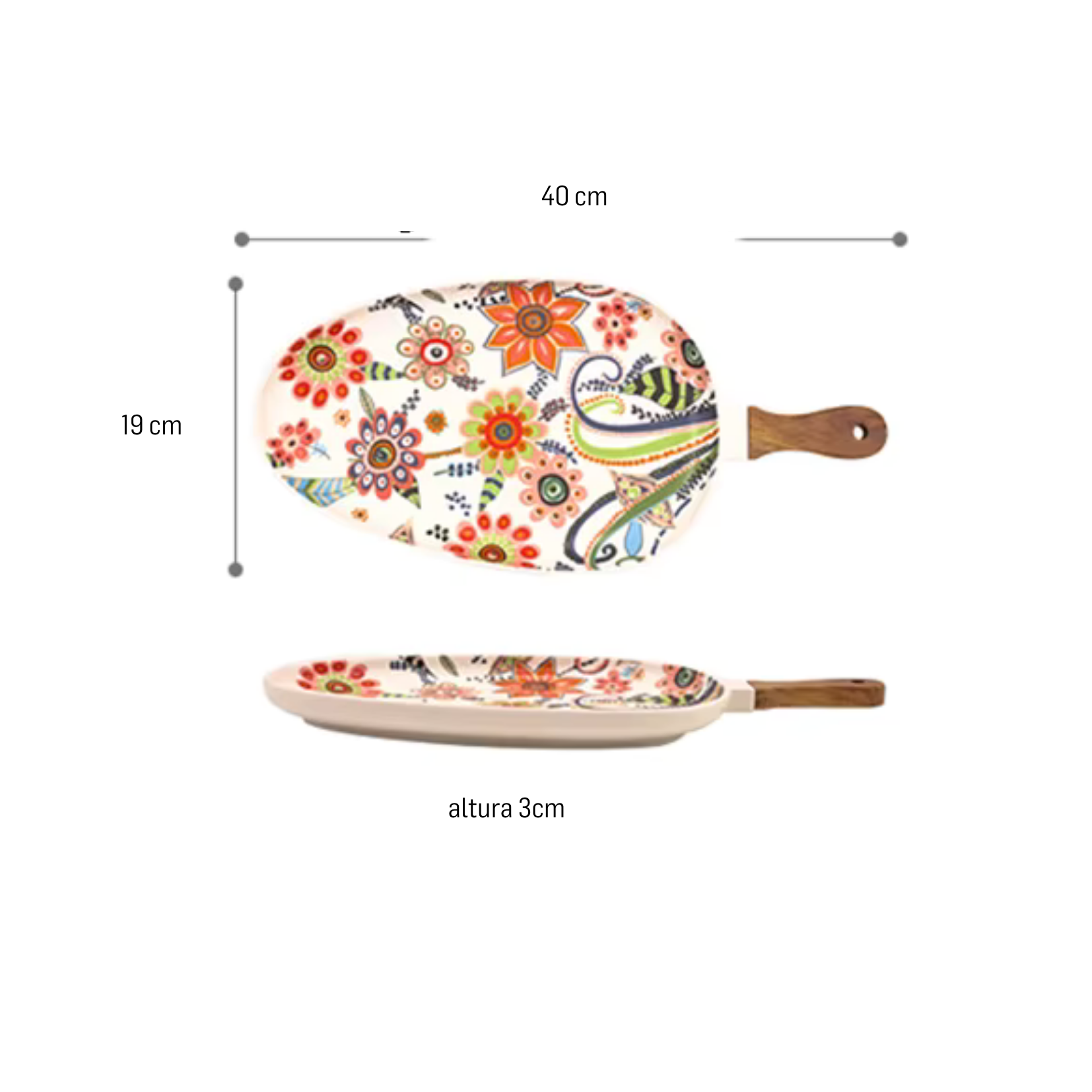 Bandeja em cerâmica Floral - 02 Modelos