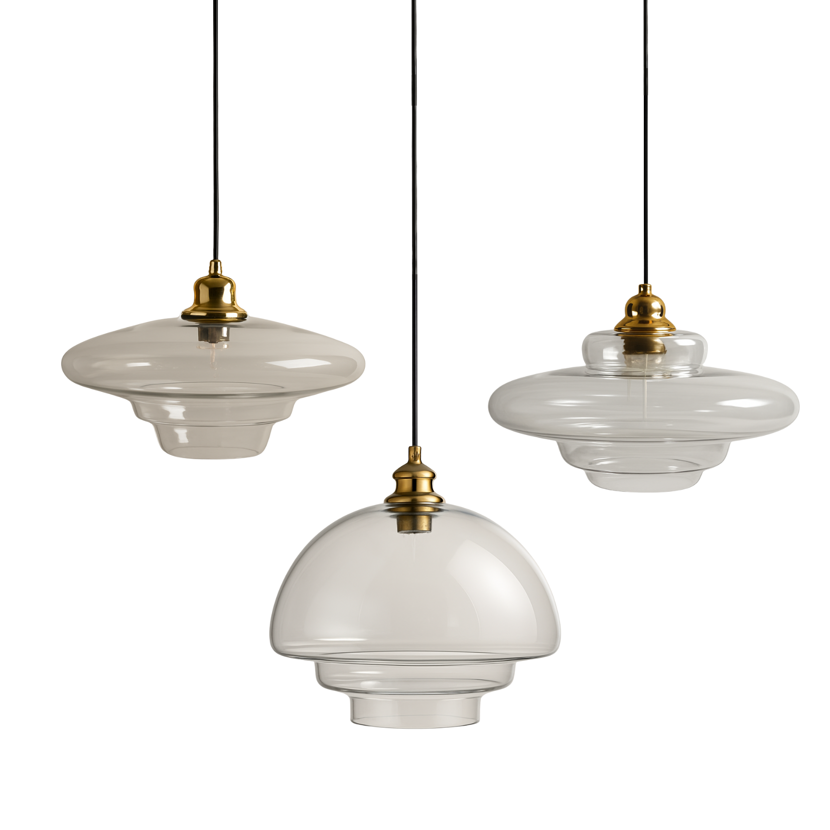 Pendente Sopro vidro transparente - 03 modelos