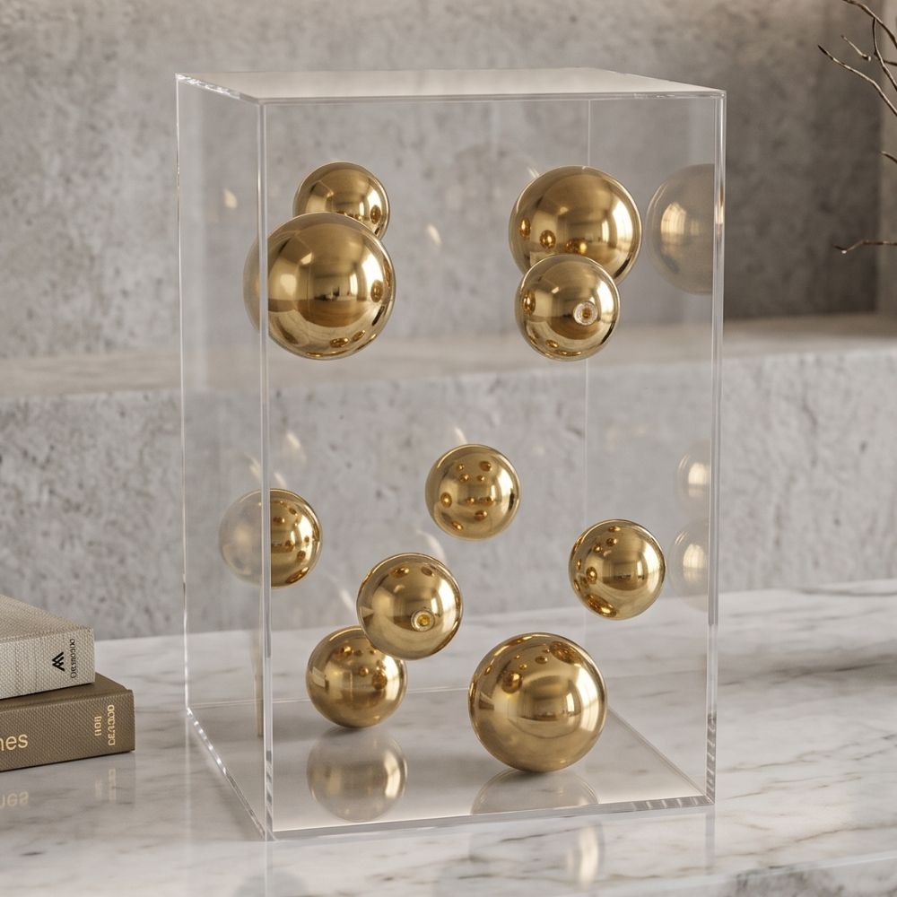 Caixa em acrílico com bolas em metal - Art Deco