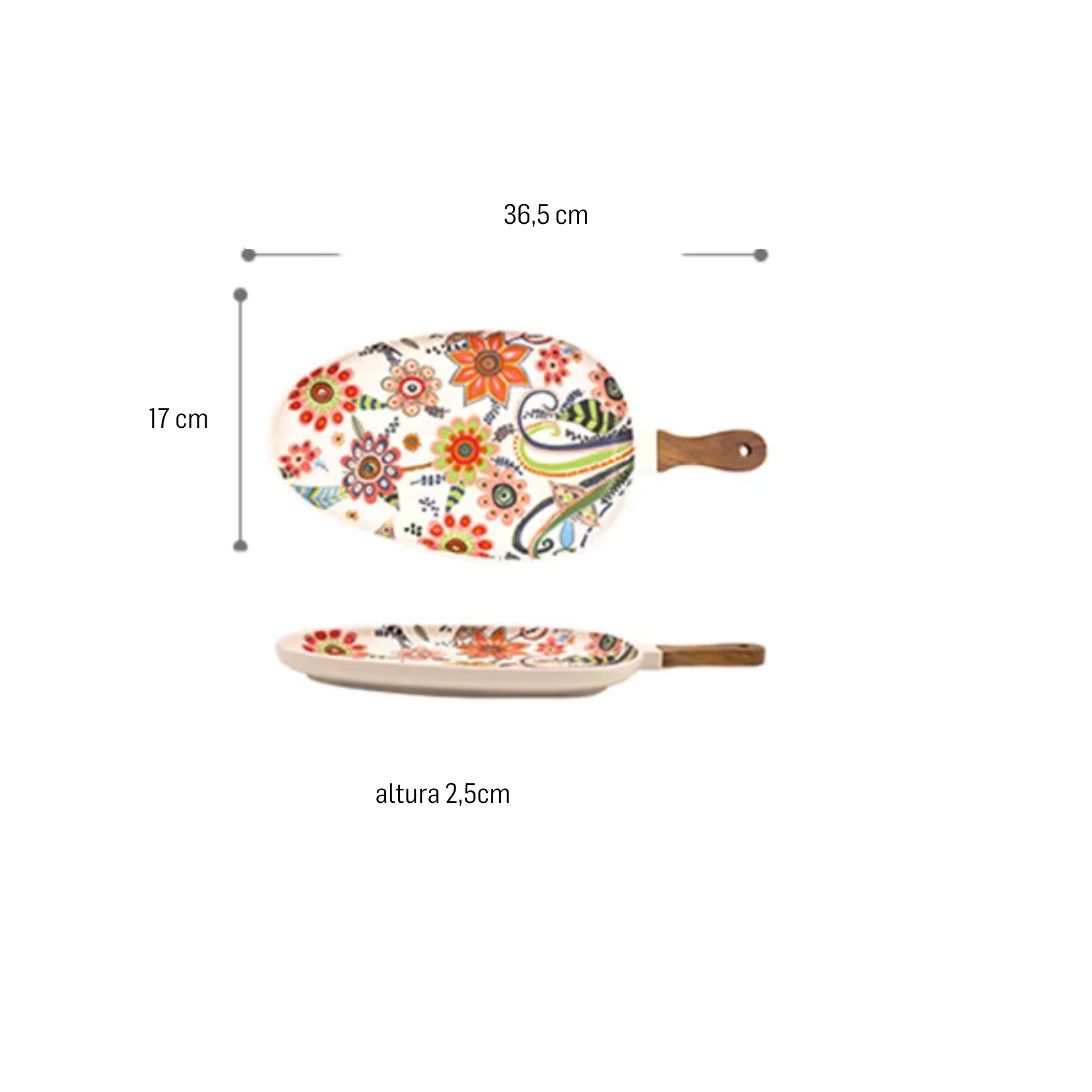 Bandeja em cerâmica Floral - 02 Modelos