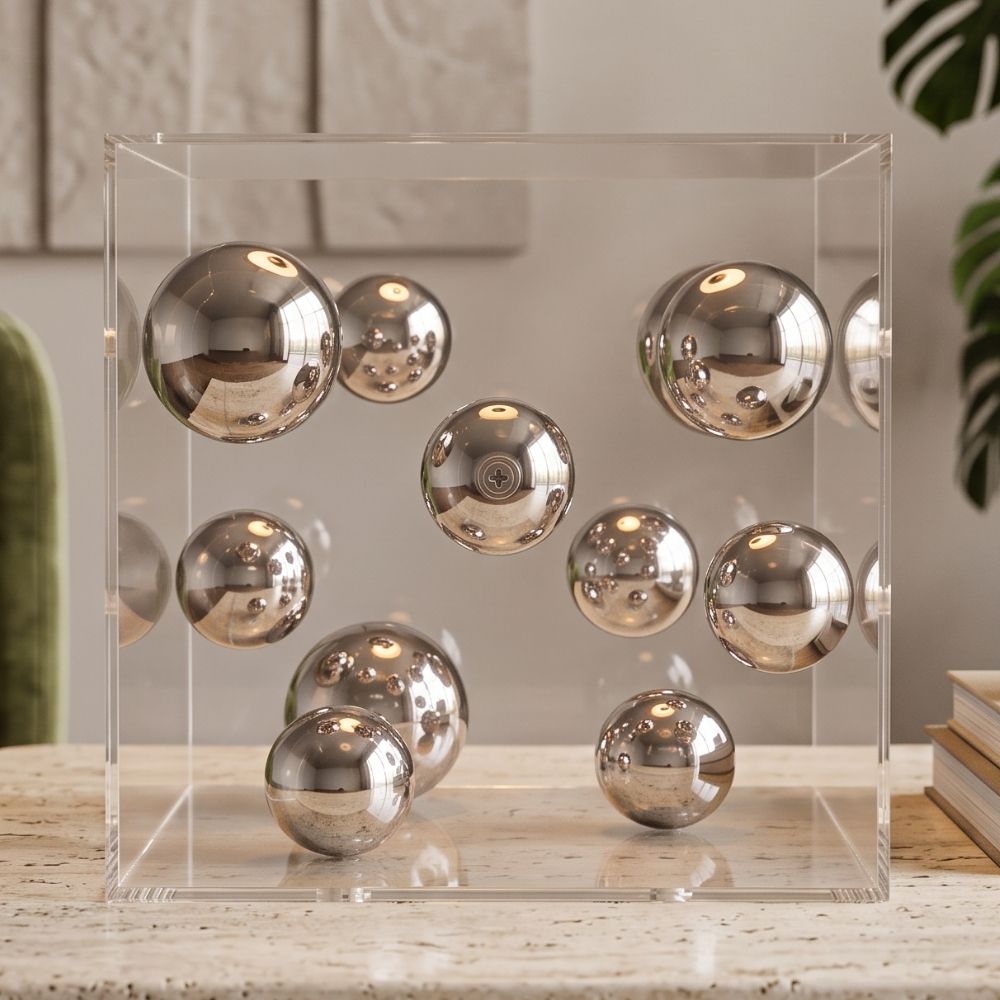 Caixa em acrílico com bolas em metal - Art Deco