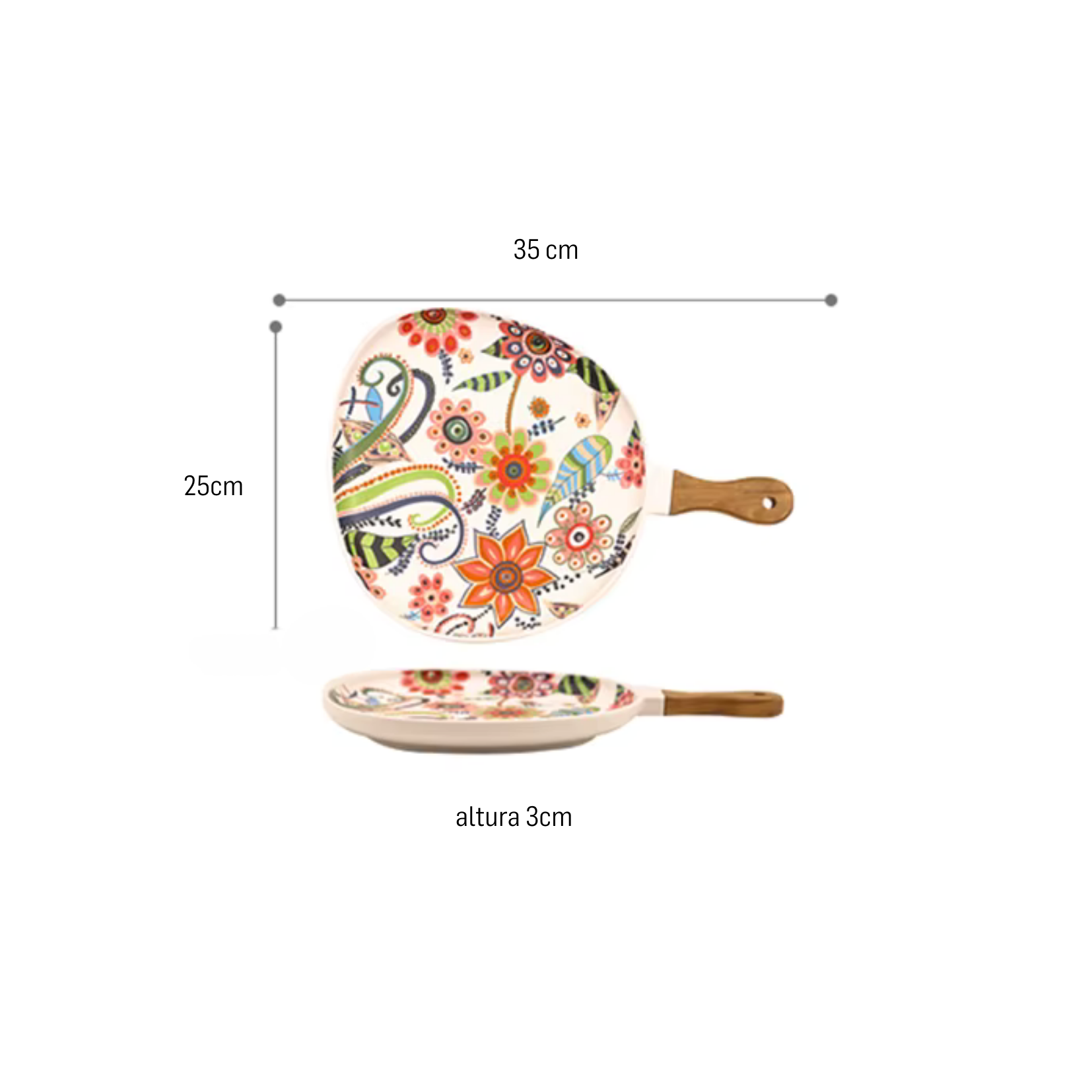 Bandeja em cerâmica Floral - 02 Modelos