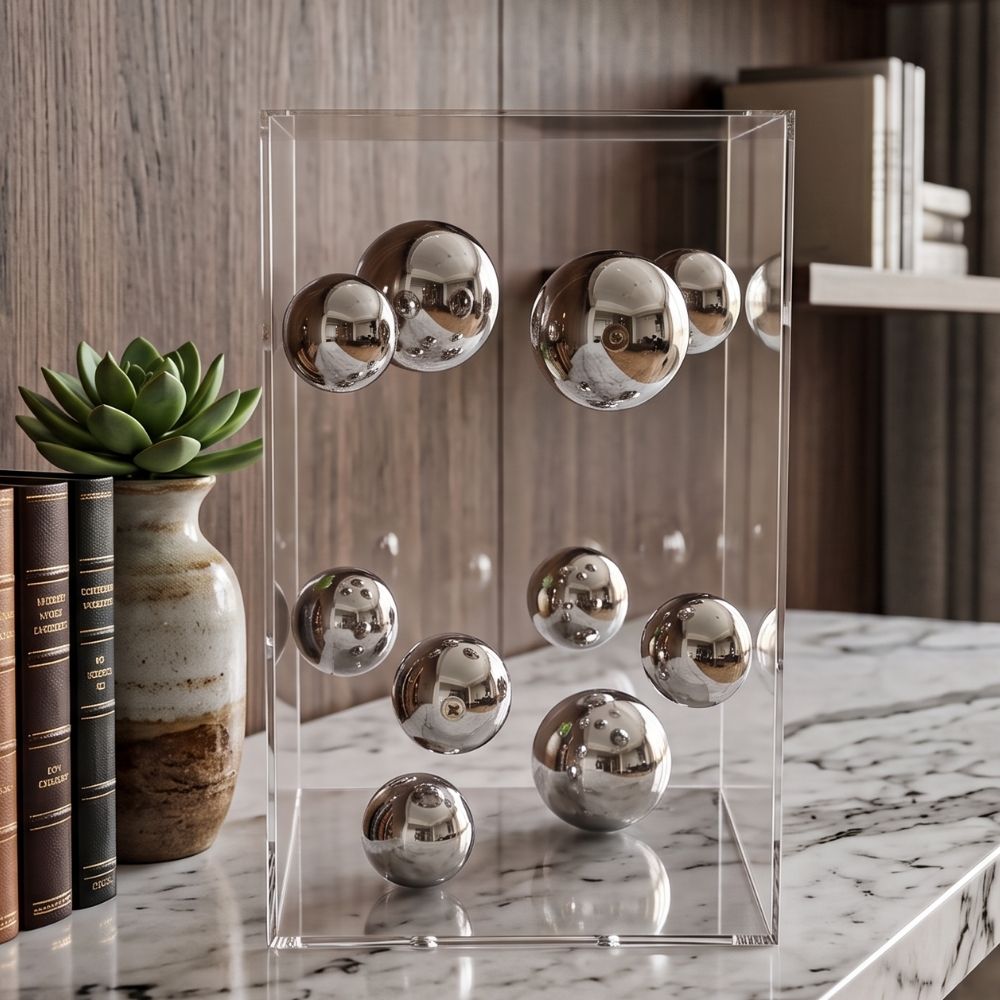 Caixa em acrílico com bolas em metal - Art Deco