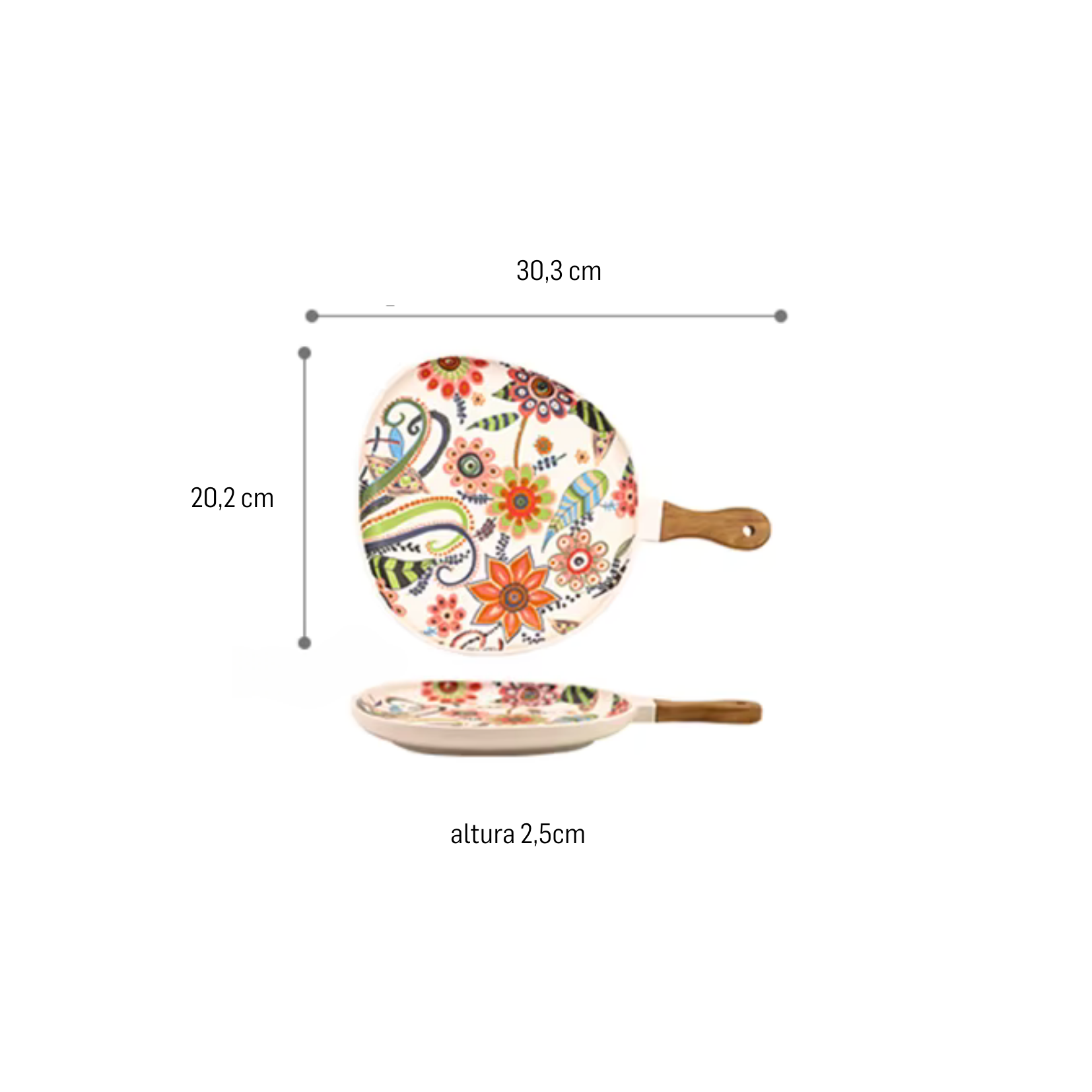 Bandeja em cerâmica Floral - 02 Modelos