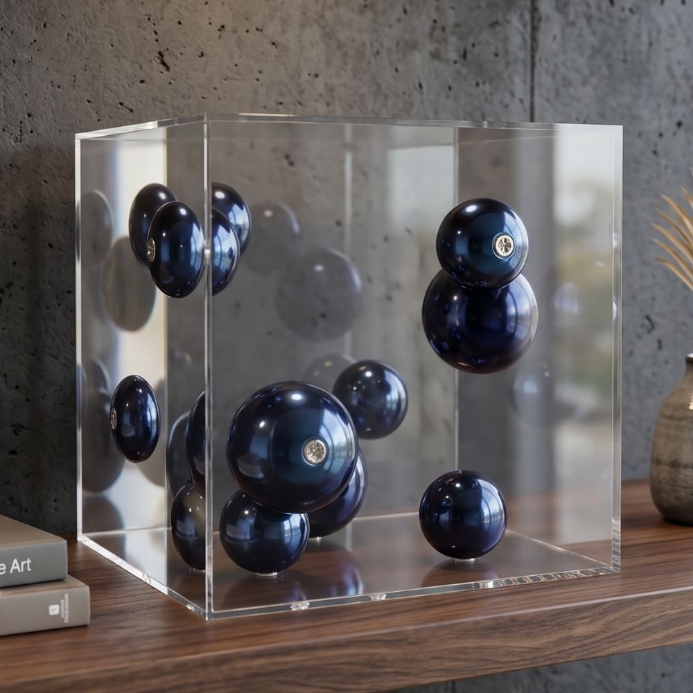 Caixa em acrílico com bolas em metal - Art Deco