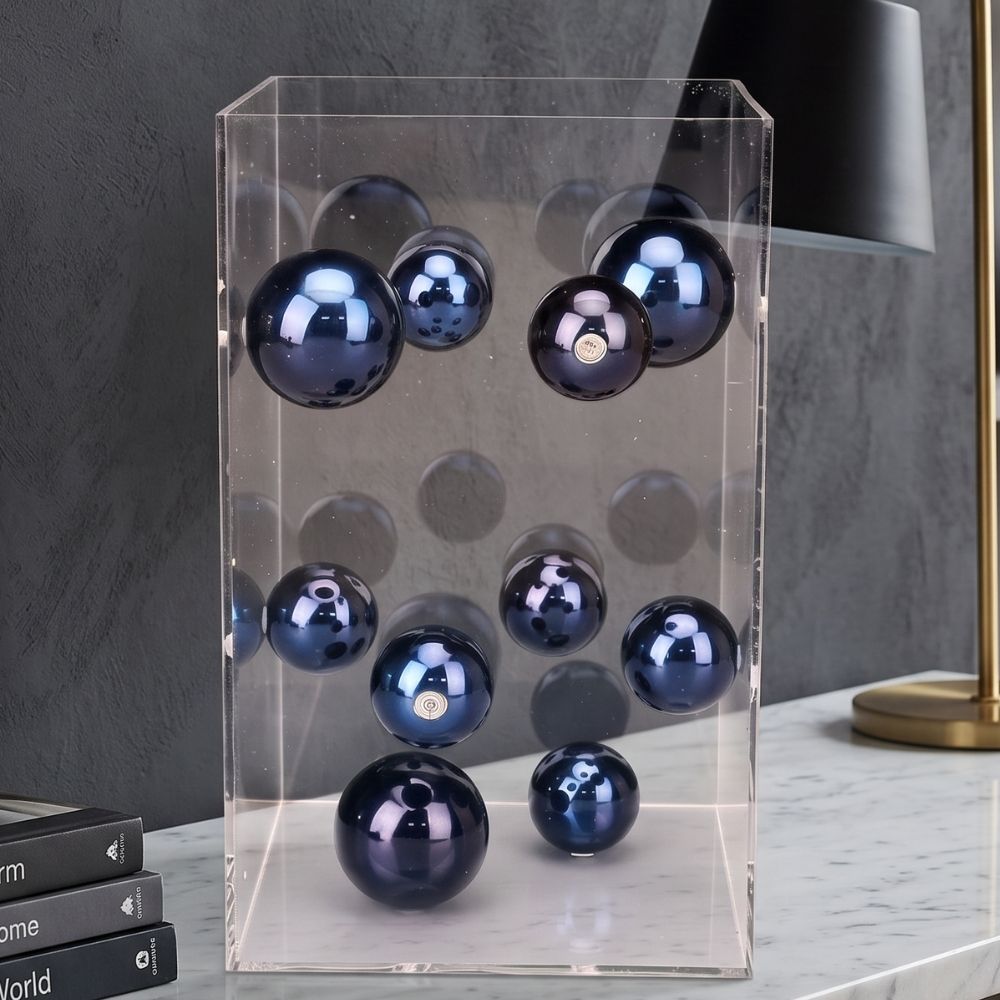 Caixa em acrílico com bolas em metal - Art Deco