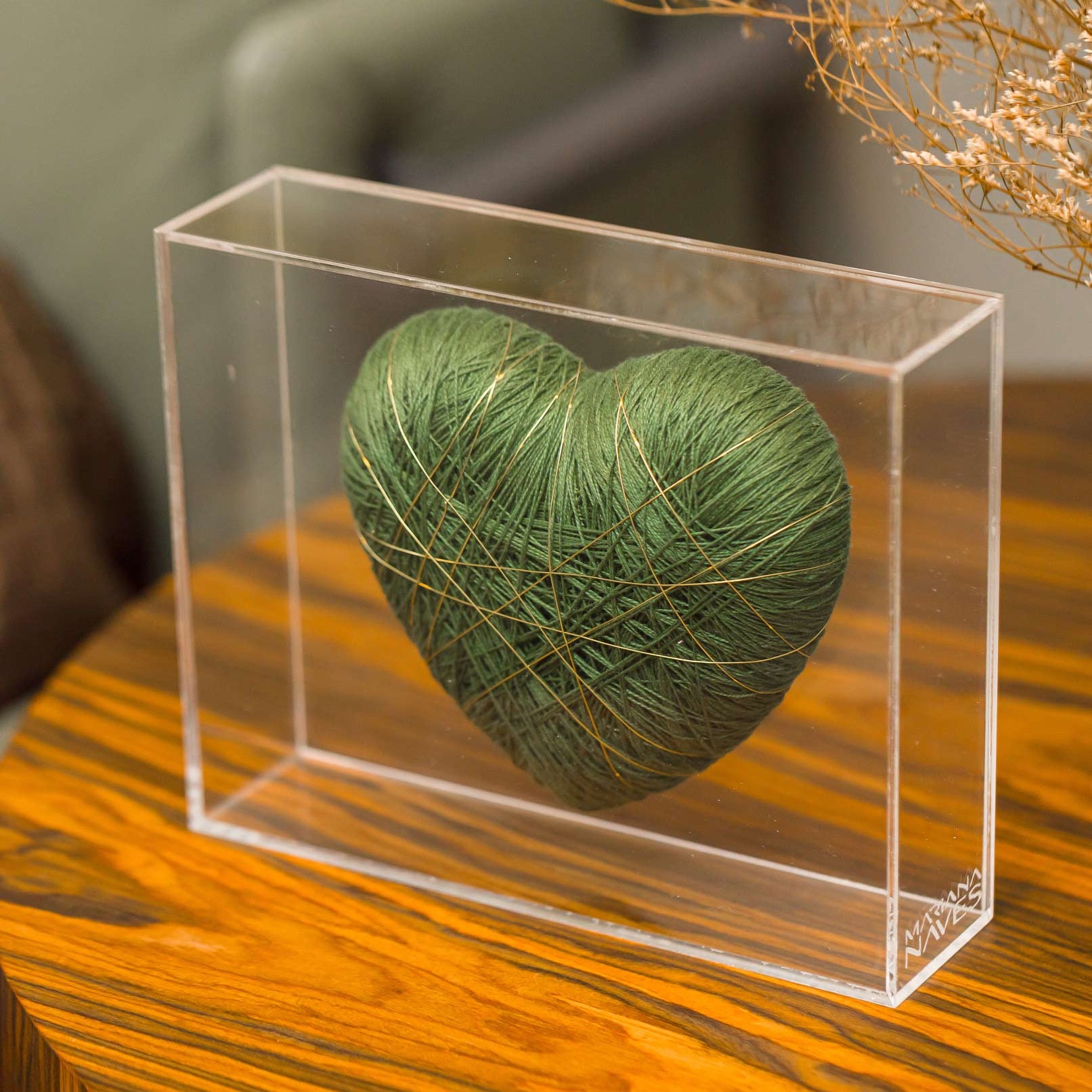 Coração Entrelaçado - Verde G-20X16X5cm