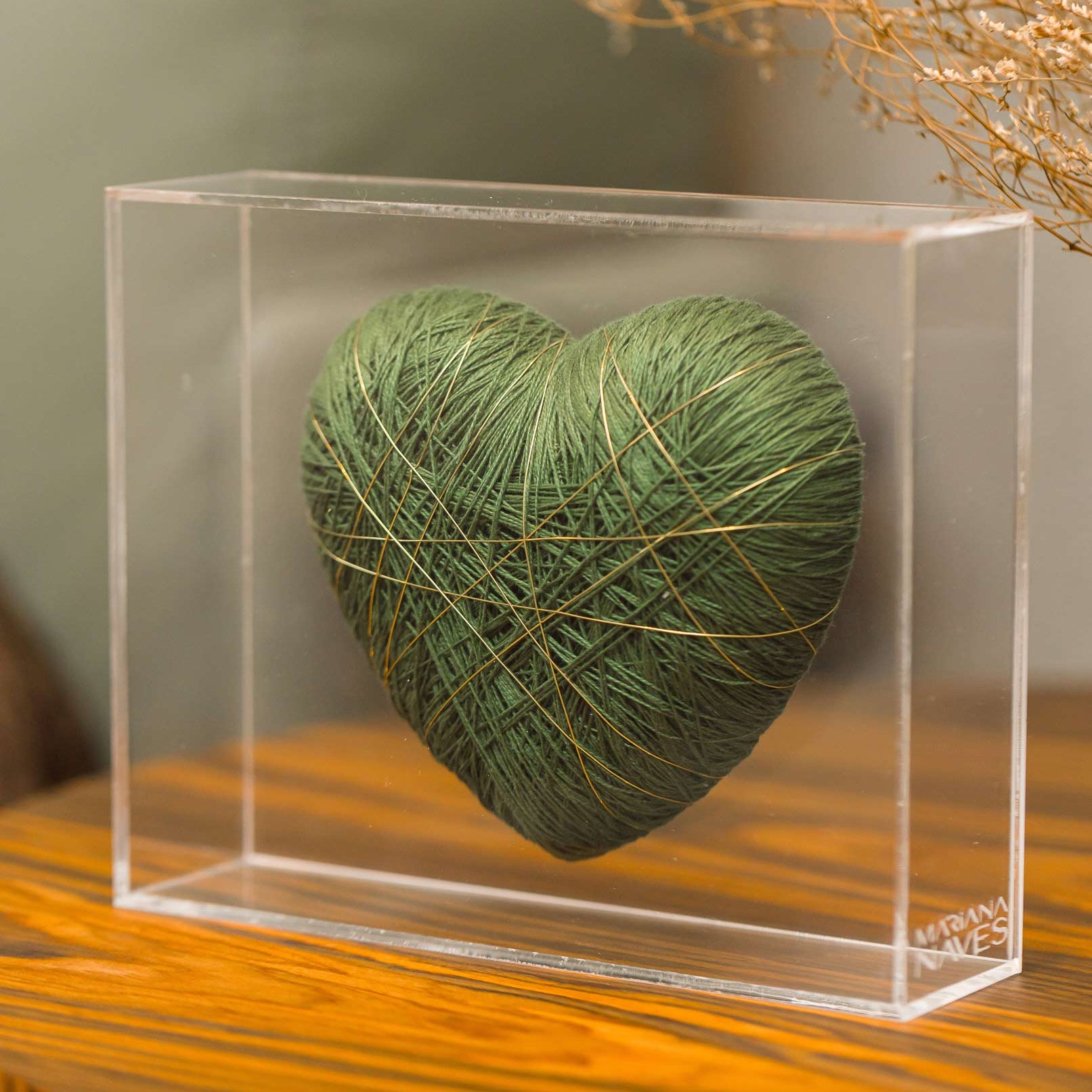 Coração Entrelaçado - Verde G-20X16X5cm
