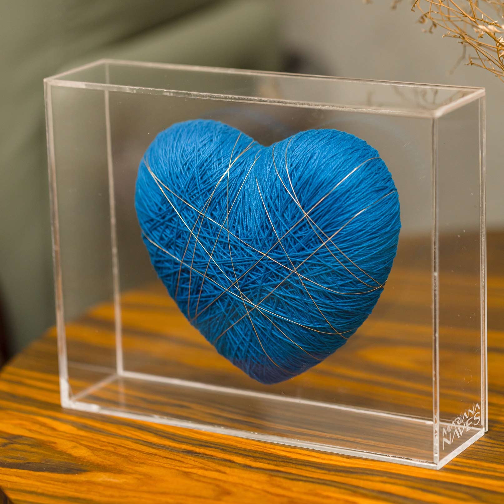 Coração Entrelaçado - Azul escuro G-20X16X5cm