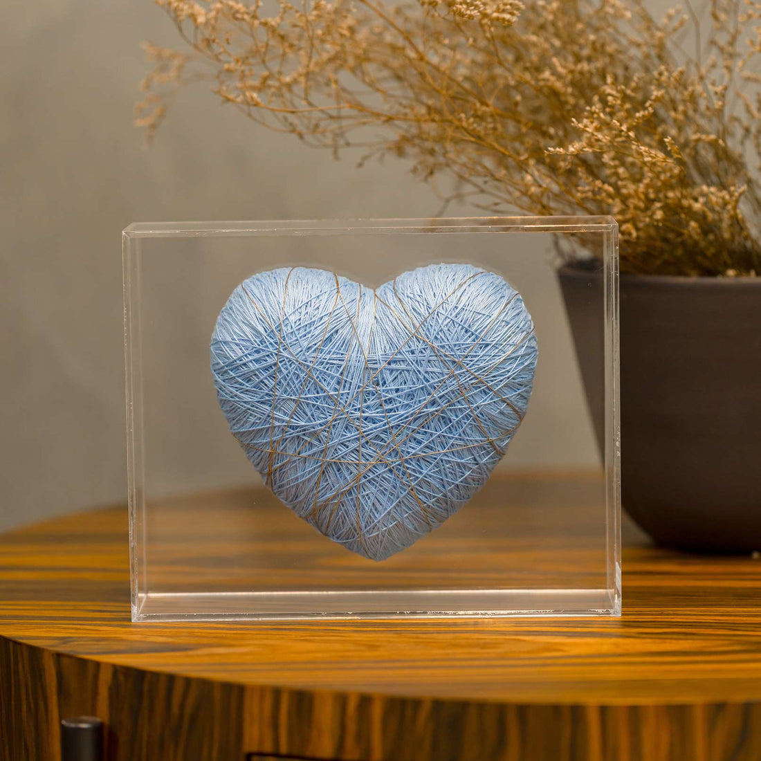 Coração Entrelaçado - Azul claro G-20X16X5cm