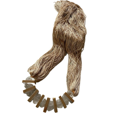 Colar de mesa quartzo branco + seda - 02 opções