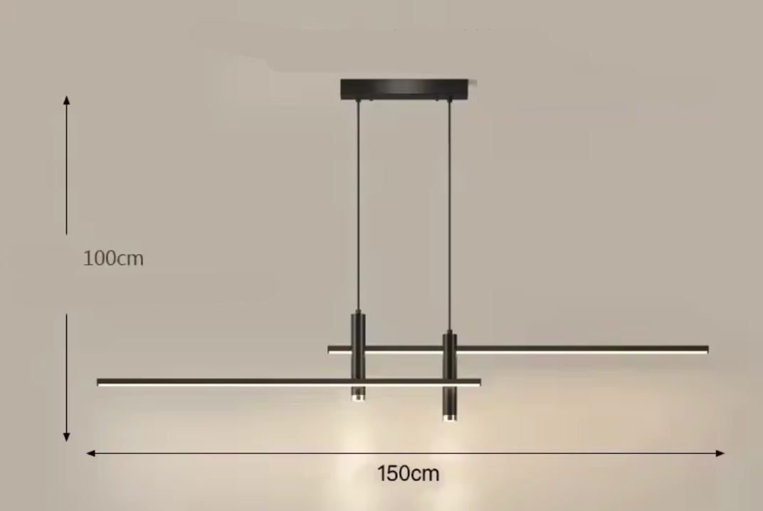 Lustre em led Sydney Preto 100cm - Moderno e elegante