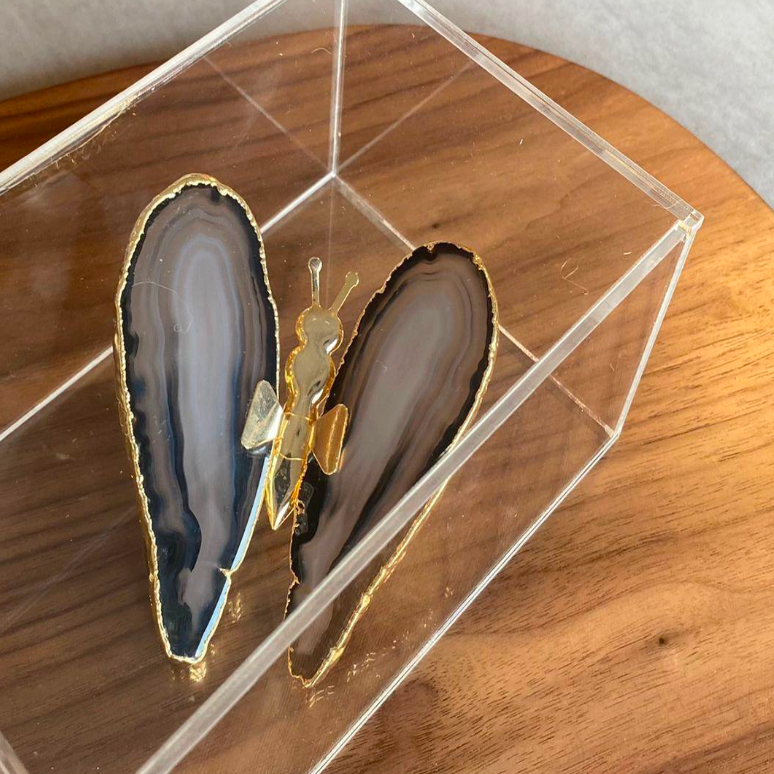 Borboleta em pedra ágata