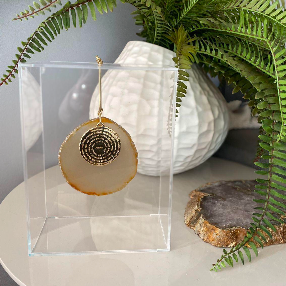 Medalha do Pai Nosso + pedra ágata