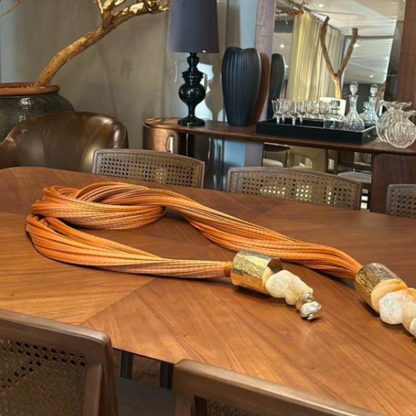 Escultura de parede/mesa - fibra + pedra